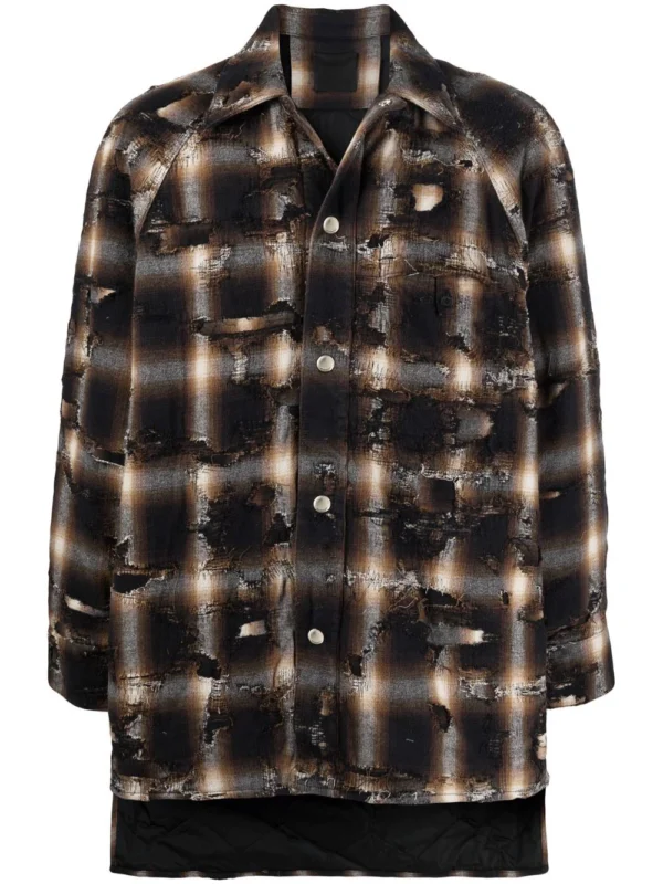 Plaid high-low coat