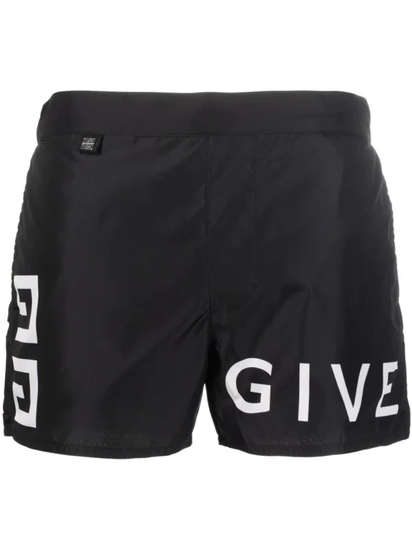 Logo-print elasticated-waist swim shorts