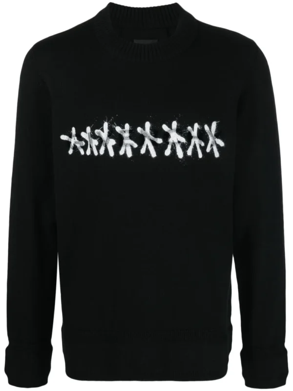 Graphic-print long-sleeve jumper