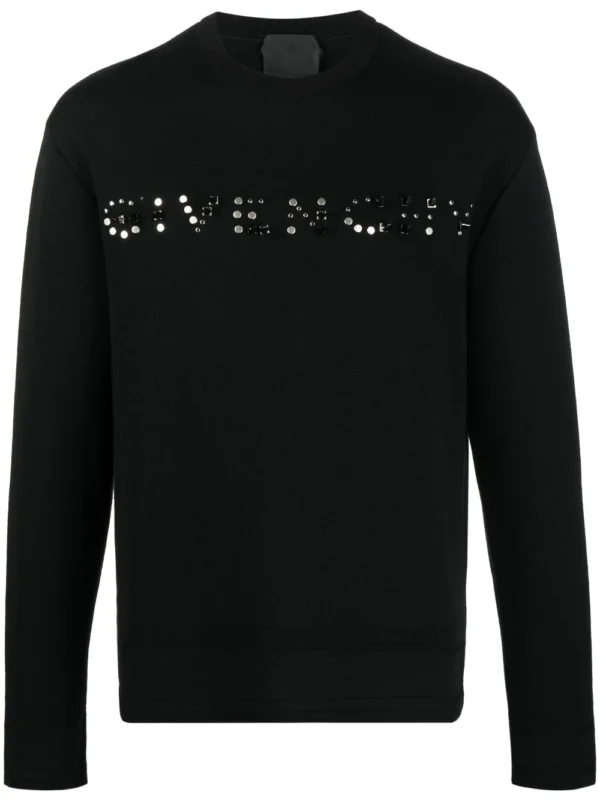 Embellished-logo wool jumper