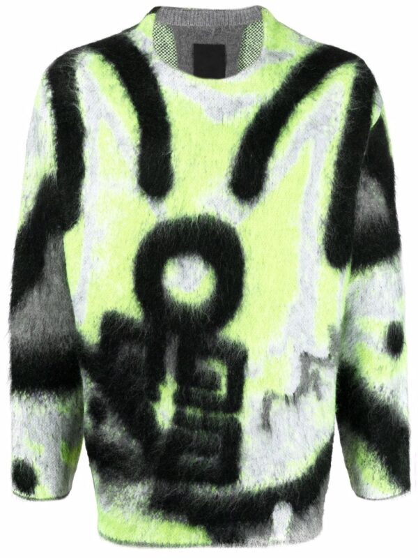 Graffiti-print long-sleeved sweater