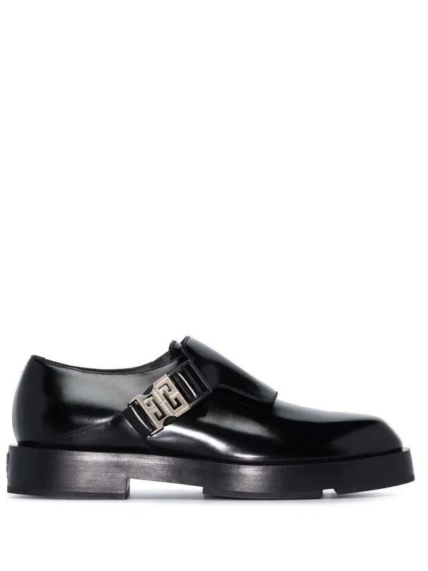 Logo-buckle monk shoes