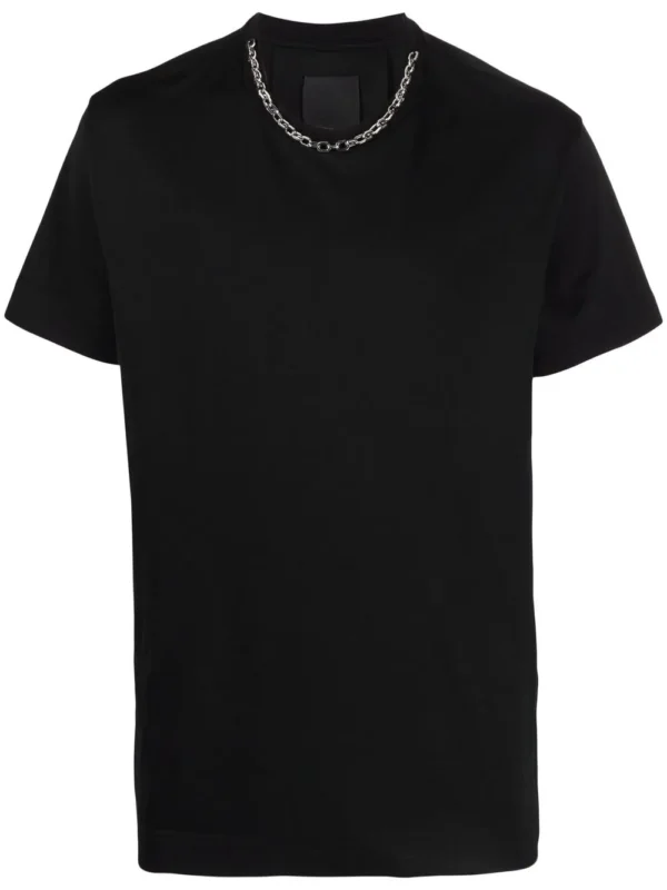 Chain-link detail short-sleeve T-shirt