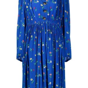 Oversized floral-print silk dress