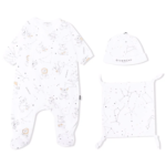 Teddy bear-print romper set