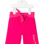 Logo-print tie-fastening cropped trousers