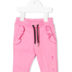 Ruffle-trim drawstring trousers