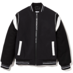 Split logo zipped bomber jacket