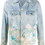 floral-detail denim jacket