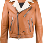 Contrast-collar biker jacket