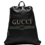 logo print leather drawstring backpack