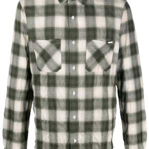 Check-print raw-cut shirt