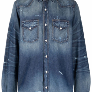 Distressed-effect denim shirt