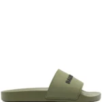 Brown logo-print pool slides